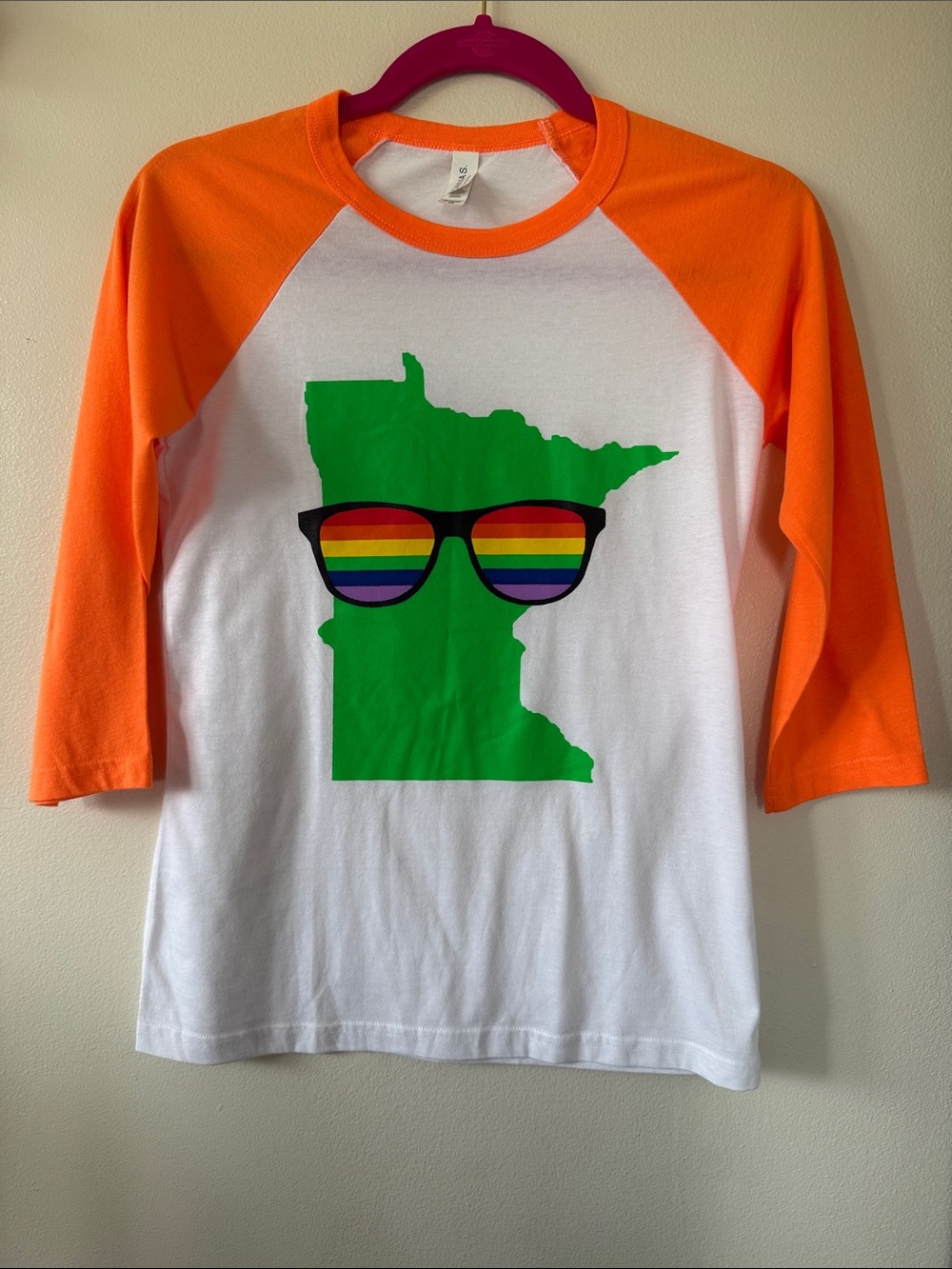 Orange & White Raglan MN Pride Tee